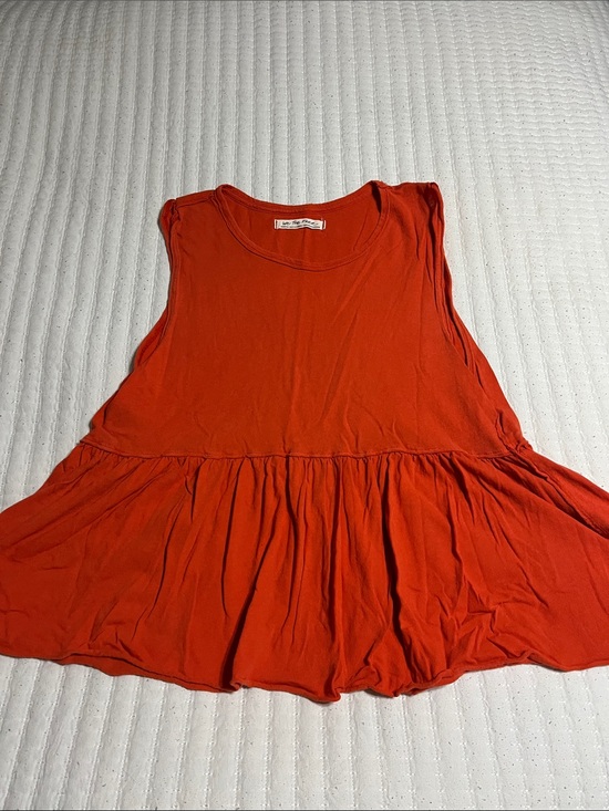 Free People Tops - Free People Bright Red Sleeveless Peplum Tank